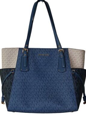 Michael Kors Tricolor MK Logo Tote Bag – Blue/Beige – Shoulder Bag
